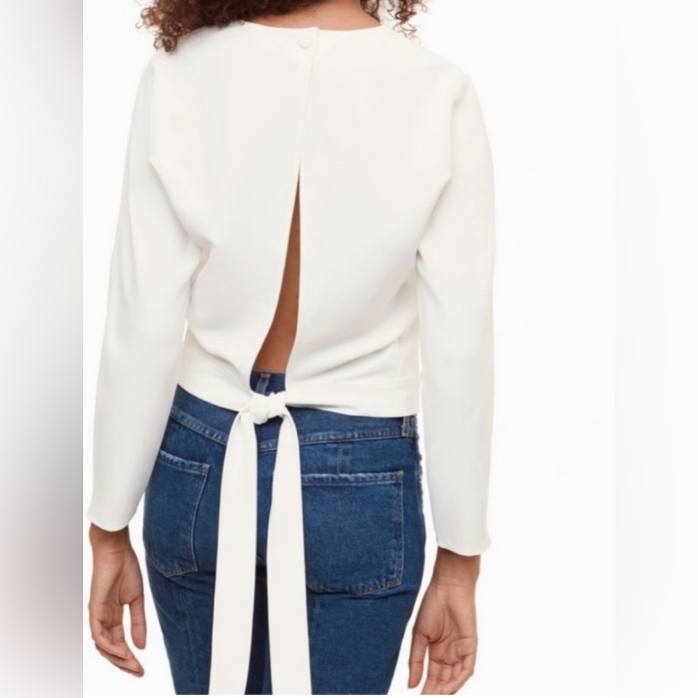 ARITZIA WILFRED laon long sleeve blouse open tie back white size small